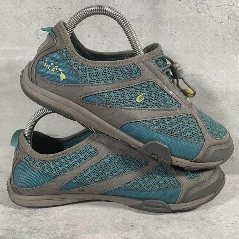 OluKai Eleu Trainer Gray Green Mesh Water Shoes Women's Size 9 Athletic - Picture 5 of 7